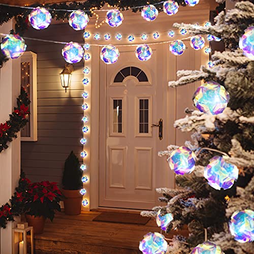 Lotus Ball-20 LED Globe Disco Ball Mirror String Lights - 10ft USB & Battery Powered Fairy Lights, Eid Ramadan & Party Decor