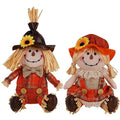Thanksgiving Fall Tabletop Decorations - 2 Pack Handmade Scarecrows, Harvest Figurines