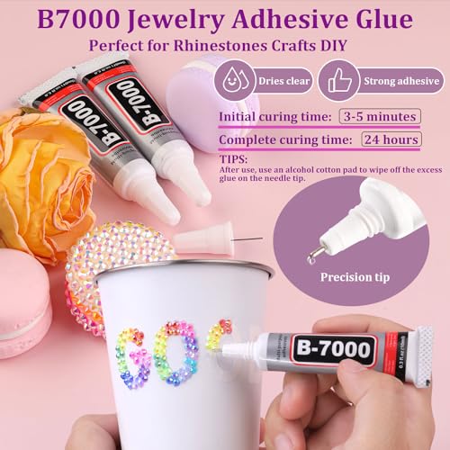 Jelly Multicolored Resin Rhinestones 4mm Flatback Gems for DIY Crafts & Jewelry Kit with 3Pcs Glue