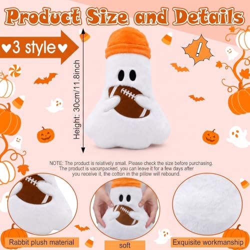 Halloween Ghost Throw Pillow Set - Orange Classic Style, 3 Pcs