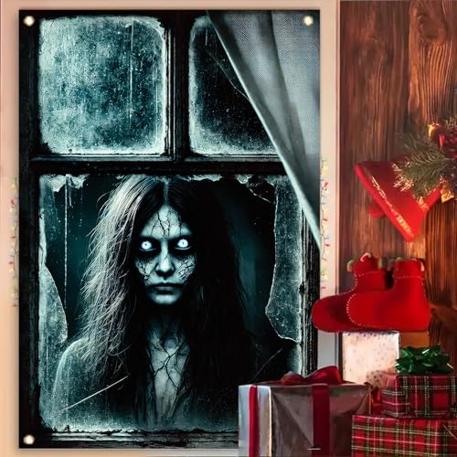 Halloween Ghost Girl Window Cover 47x31 Inch Haunted House Decoration Horror Decal