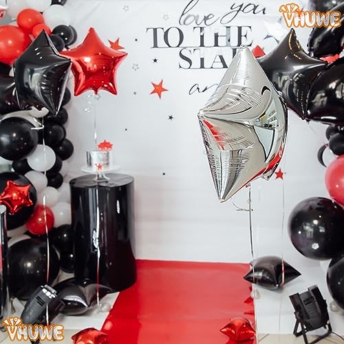 Black Star Balloons - 18 Inch Mylar Foil Helium Balloons for Birthday & Party Decorations - 10 Pcs - Black Star Shape