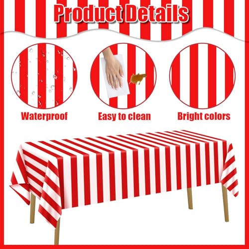 Red Carnival Tablecloth Roll - 100 Ft Plastic Party Cover for Birthday Halloween