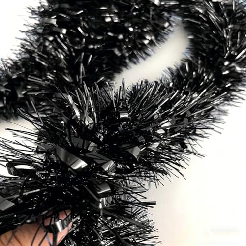 Black Tinsel Garland 33Ft Christmas Decorations Festive Holiday Party Decor