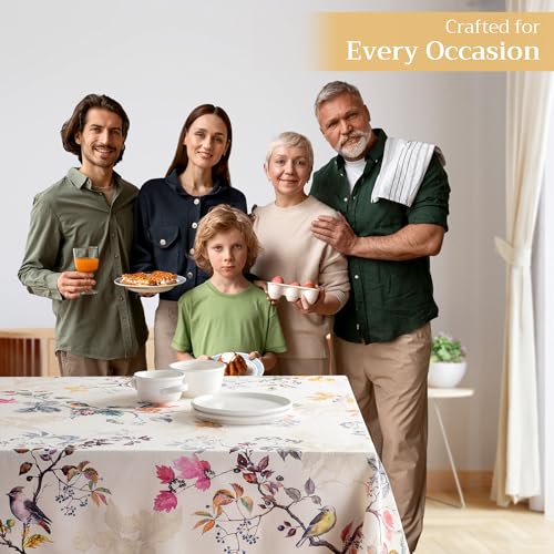 Maison d'Hermine Equinoxe Beige Rectangular Table Cloth 60x90 Inches - Elegant Cotton Holiday Decor
