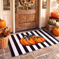 Fall Doormat Set with Pumpkin & Striped Welcome Mats - Outdoor Porch Decor