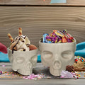 Ceramic Skull Bowls Set - Halloween Decor & Gothic Dining, 50 OZ & 12 OZ