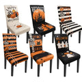 Halloween Ghost Chair Covers Set of 6 - Black, Off White & Orange