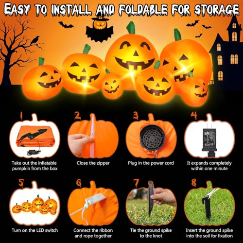 OZMI 7.5ft Halloween Inflatable Pumpkins Family Yard Decor Outdoor