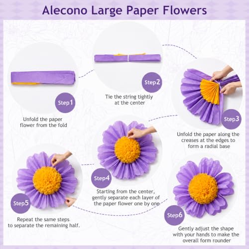 Alecono 9 Pcs Giant Paper Flowers Decorations for Wall (24", 20", 14")