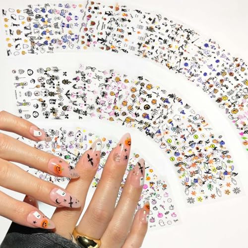 Halloween Nail Stickers Set - Style 14, 30 Sheets for Kids & Adults