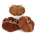 6-Inch Fall Pumpkin Decorations Set of 3 Brown Fabric Pumpkins - Rustic Home Decor