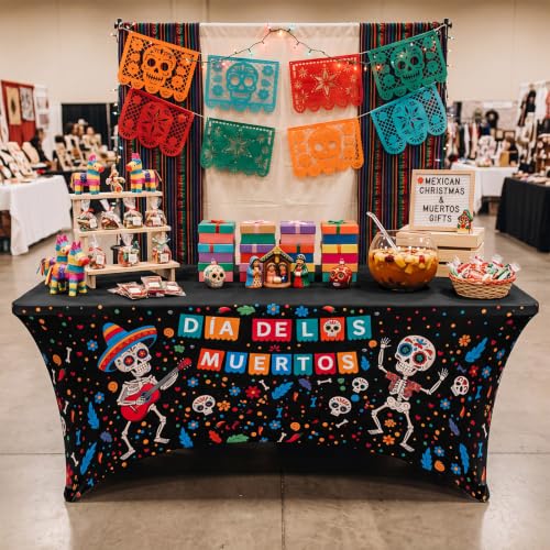 Dia De Los Muertos Tablecloth - 6ft Sugar Skull Mexican Holiday Decor - Variation of THIS listing