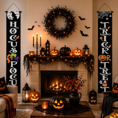Halloween Door Banner Set - Outdoor Trick or Treat Decorations, 2 Pieces