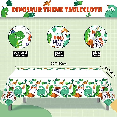 Dinosaur Tablecloth 4 Pack - 86 x 51 Inch Plastic Party Cover for Kids Birthday