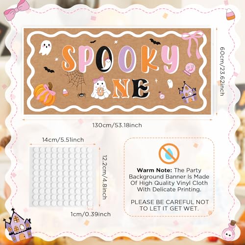Halloween Spooky Backdrop for Birthday Party Decorations Pink Purple 47x24in