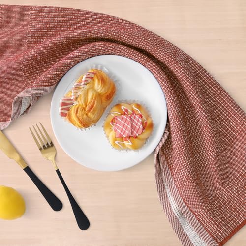 Premium Cotton Kitchen Towels 6 Pack - 18x28 Inches Rust - Soft & Absorbent