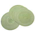 Green 15 Inch Round Braided Placemats Set of 4 - Durable Polyester & Cotton