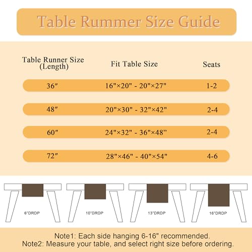 Fall Thanksgiving Table Runner - Rustic Pumpkin & Maple Leaves, Orange 13x36 Inch, Machine Washable