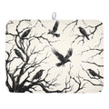 Halloween Crows Dish Drying Mat for Kitchen Counter Vintage Spooky Raven Pattern 24x18 Inches - Absorbent Microfiber Washable Drainer Pad