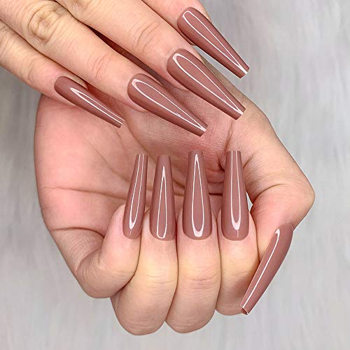 Artquee 24pcs Deep Nude Ballerina Coffin Fake Nails - Variation CB-4