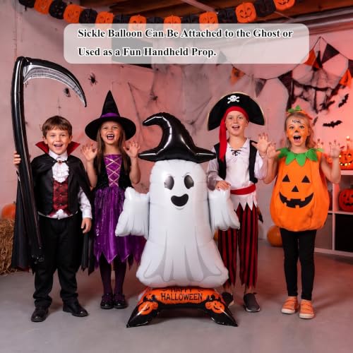 Halloween Ghost Balloon with Sickle - Large Self-Standing Party Decoration