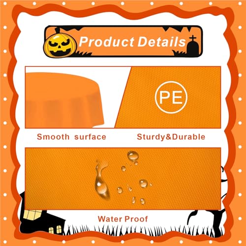 Eunika Halloween 12pcs Round Plastic Tablecloths - Black, Purple & Orange, 84 Inch