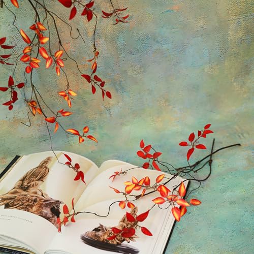 3Pcs Faux Tree Twig Branches Fall Leaves for Vase Decor - Red