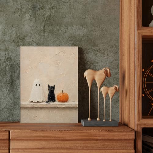 DIENADFX Fall Ghost Black Cat Pumpkin Canvas Wall Art Decor 11x14 - gostB
