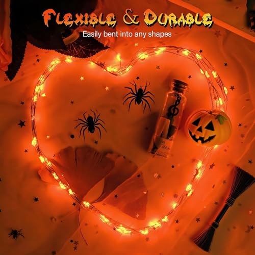 Halloween LED Fairy String Lights Battery Powered 16.4ft Orange for Halloween Decorations - 1pc