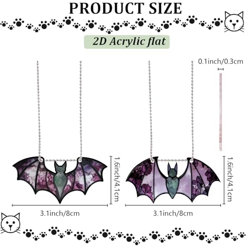 Halloween Bat Window Decor Hanging Ornaments Acrylic Vampire Style Set