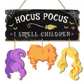 Halloween Wooden Door Sign - Hocus Pocus I Smell Children Decor for Indoor Outdoor