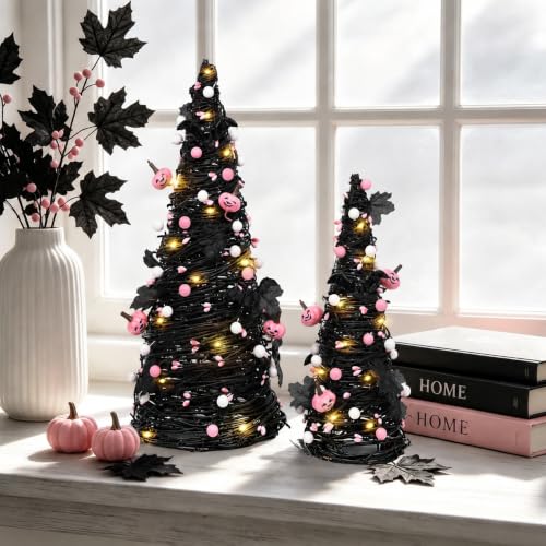 Pink Lighted Halloween Tree - Black Halloween Decorations for Home - Variation of THIS listing