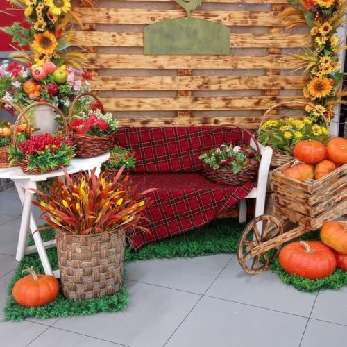 Autumn Fall Dried Flower Bouquet - 94 Pcs Harvest Themed Decor for Thanksgiving & Halloween
