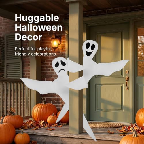 White 52-Inch Hanging Ghost Halloween Decor - Outdoor Yard Decoration, 2PCS
