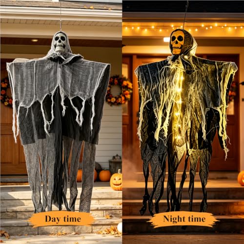 Halloween Hanging Ghost Light 31 Inch Outdoor String Lights with Remote Control