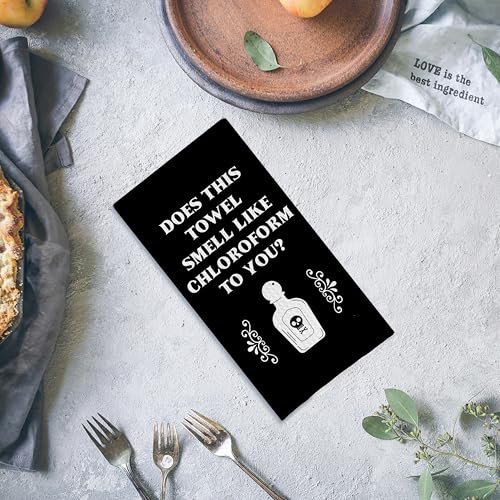 Funny Black Kitchen Dish Towels - Gothic Witchy Tea Towels, 16x24 inches - Casual Variation