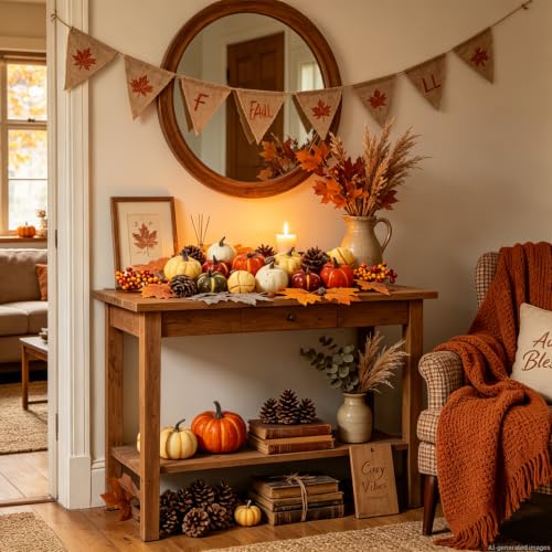 Autumn Decor Artificial Pumpkin Set - 28PCS Fall Harvest Decorations