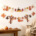 Halloween Fall Decorations - 2PCS Ghost & Pumpkin Banner Set Black Silver Gold Variation