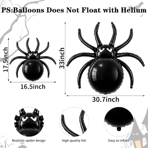 Halloween Spider Balloons Set - 7pcs Large & Small Foil Decorations