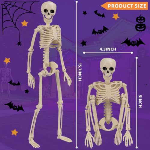 5 Pack Halloween Skeleton Decorations - Poseable Mini Skeletons for Spooky Party Decor
