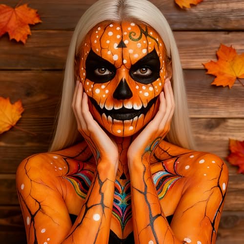 Halloween Tiger Makeup Kit with Face Paint & Tools - Pumpkin & SFX Costume