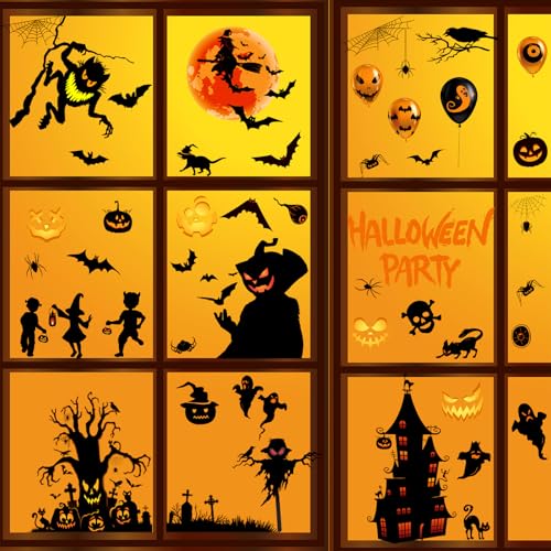 Halloween Window Clings Decorations Scary Monster Stickers - Halloween-Red Variation