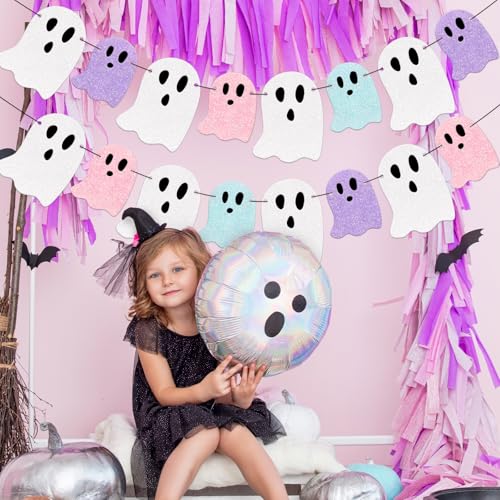 Halloween Ghost Garland Decorations - Pastel Ghost Banners for Parties & Photo Booths
