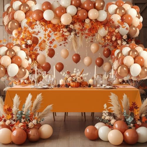Burnt Orange Disposable Plastic Table Covers - 51x108 Inches for Events