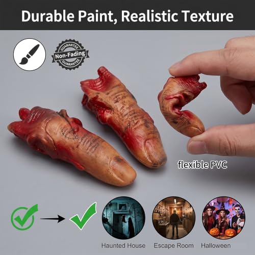 Halloween Fake Bloody Severed Finger Props - 10 Pack Prank & Costume Accessories