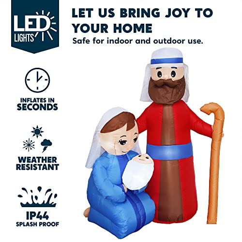 6 FT Christmas Inflatable Nativity Scene with LED Lights Indoor Outdoor Yard Decor