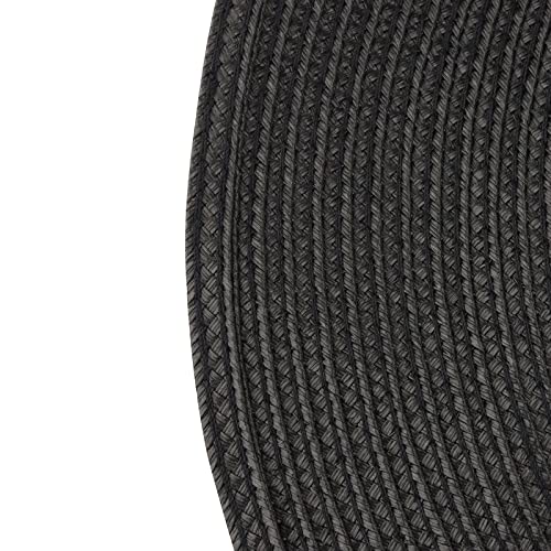 15 Inch Round Braided Placemats Set of 10 Black Woven Polypropylene Table Mats