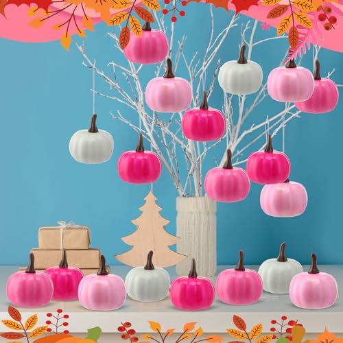 Pink Series Mini Foam Pumpkin Ornaments - Fall Decor, 48 Pieces
