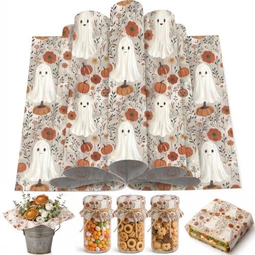 150 Sheets Boho Ghost Wax Paper for Food Wrapping Halloween Party Supplies